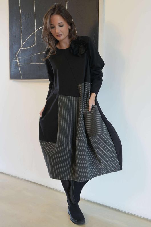 Oscar Remi Cocoon Dress Pin Stripe
